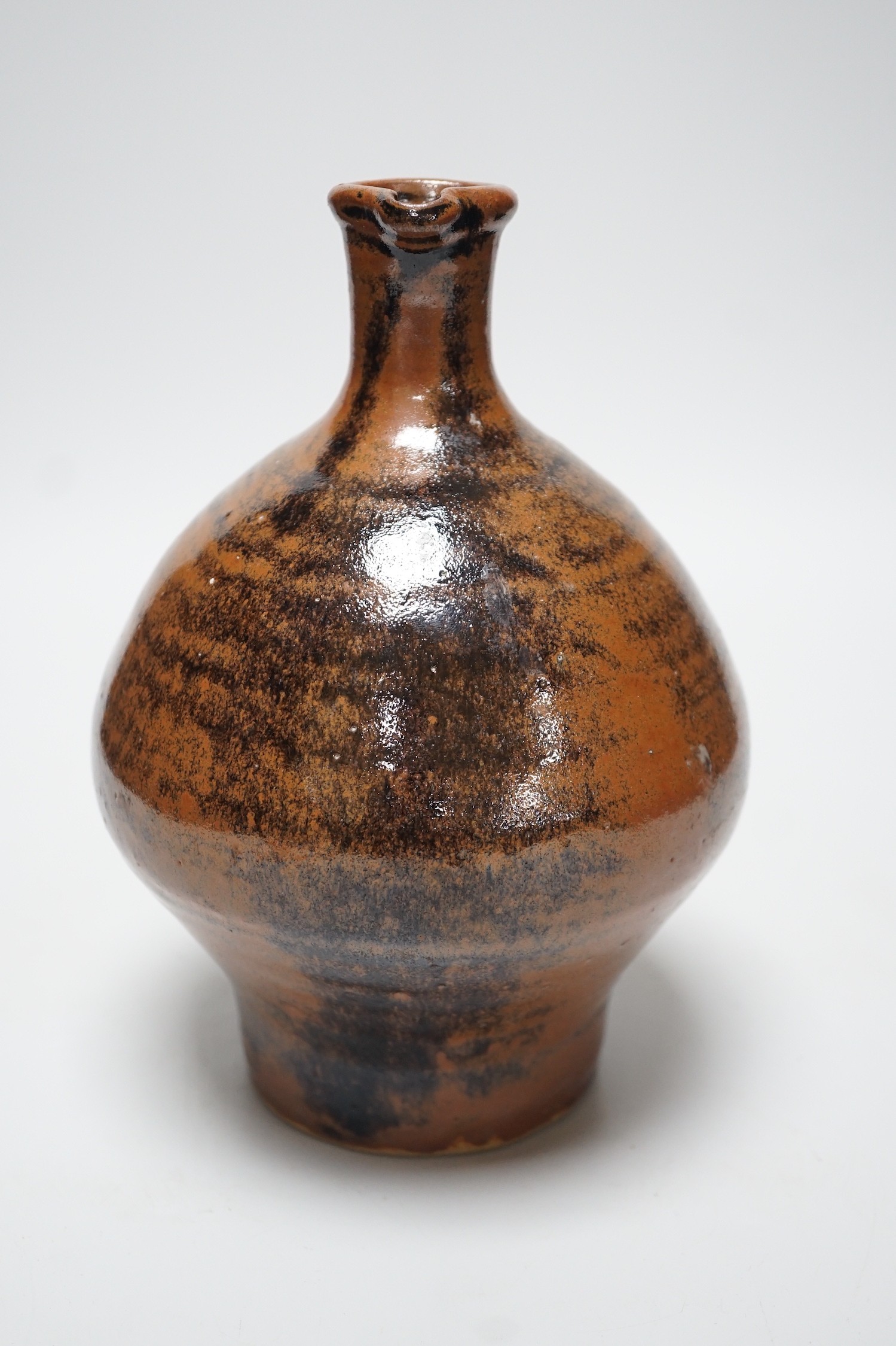 A studio Tenmoku glazed jug, 21.5cm